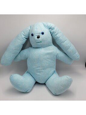Handcrafted Blue Plush Bunny Toy With Swirl Pattern & Embroidered Details
